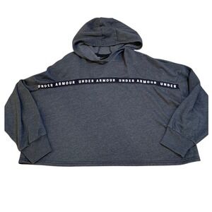 Under Armour Cropped Hoodie Large Gray Fleece Athleisure Sporty Womens